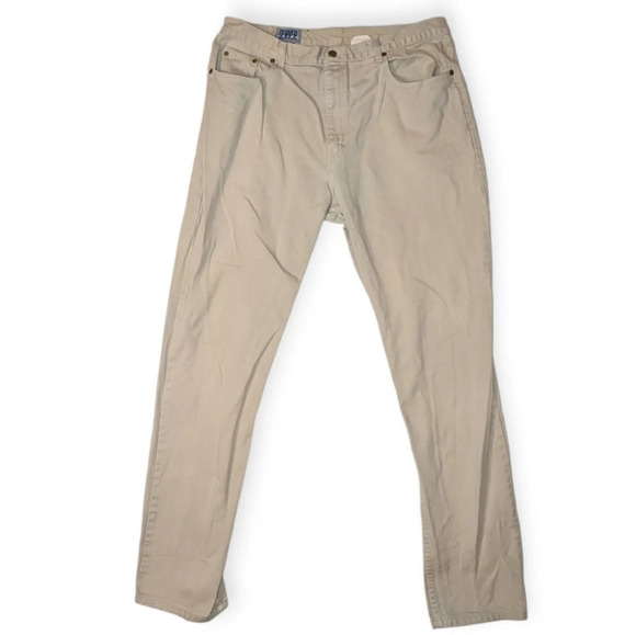 Vintage Denver Hayes Mens Cream Work Jean Pants 36/34 Straight Leg - Picture 1 of 11